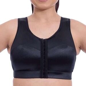 Enell Sport Sports Bra Size 00 Black NL100 High Impact Front Hook Support NWT